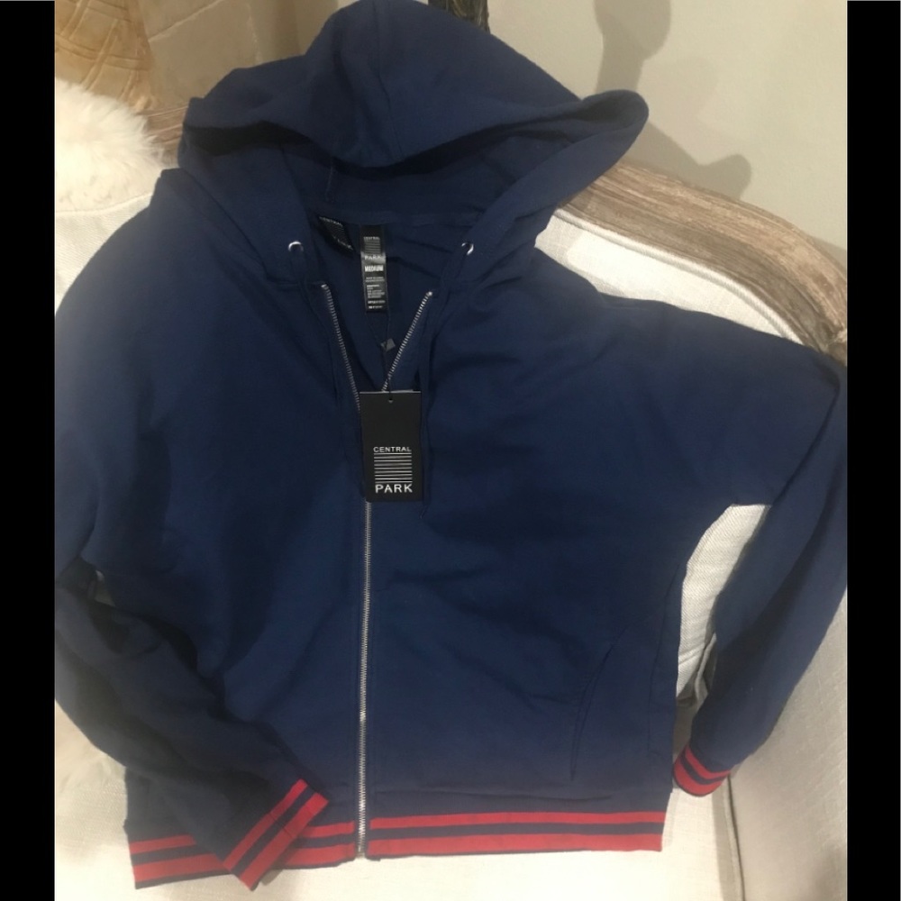 Central Park Full-Zip Estate Blue Hoodie Jacket